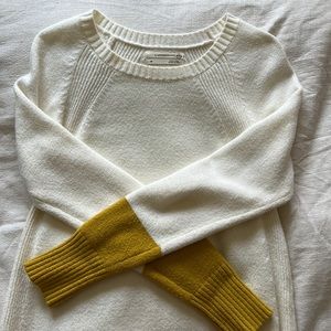 Anthropologie Rebekah Tunic Sweater Off White/Mustard